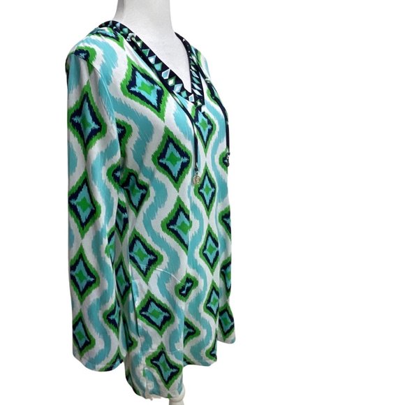 Macbeth Collection by Margaret Jospeh's Cover-up Size M Geometric Pattern Hooded - Picture 6 of 8